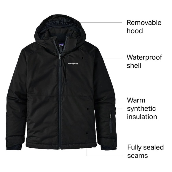 EUC Patagonia Snowshot Jacket Youth (M) Black - Picture 2 of 16